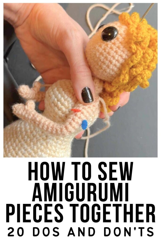 photo of stitching amigurumi doll
