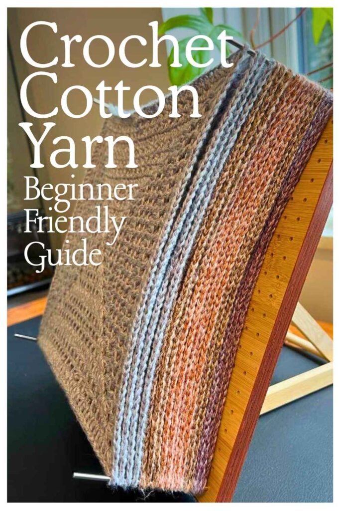 photo of cotton yarn crochet squares on a blocking board
