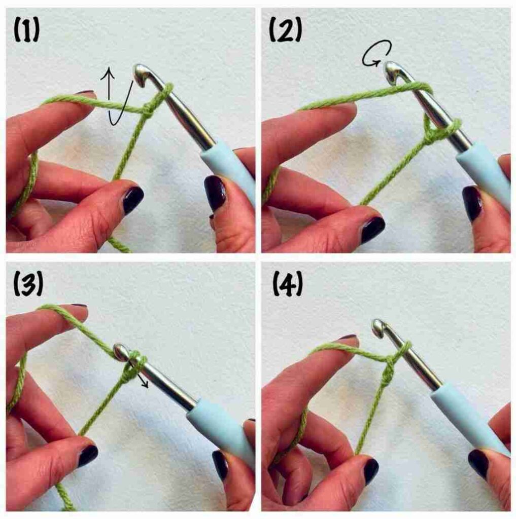 illustrated steps of chain stitch