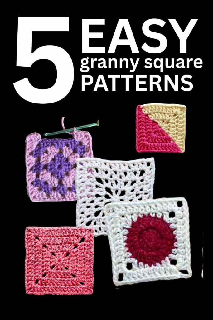 collage of photos of easy crochet granny squares