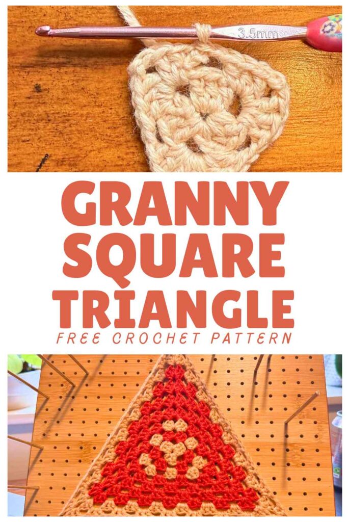 photo of a granny square triangle