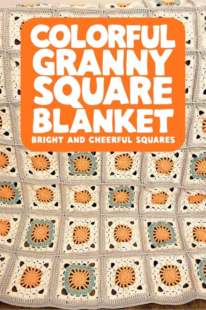 photo of a brightly colored granny square blanket