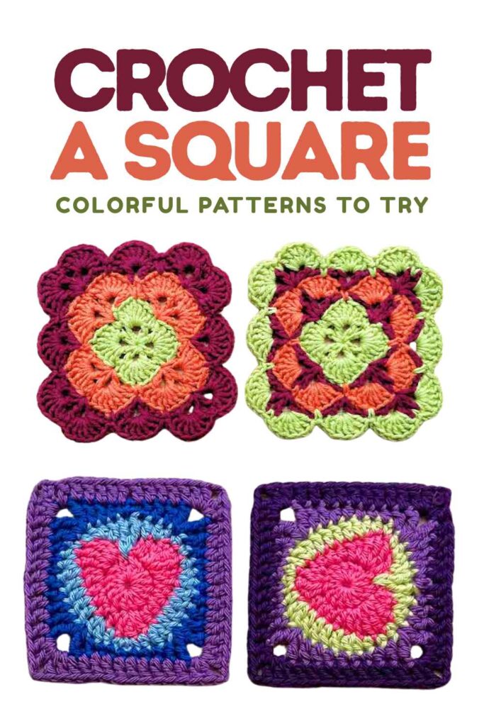 photo of colorful crochet squares