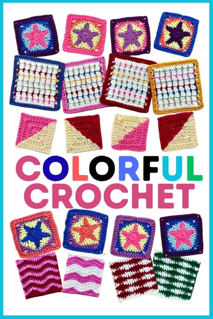 photo of colorful crochet squares