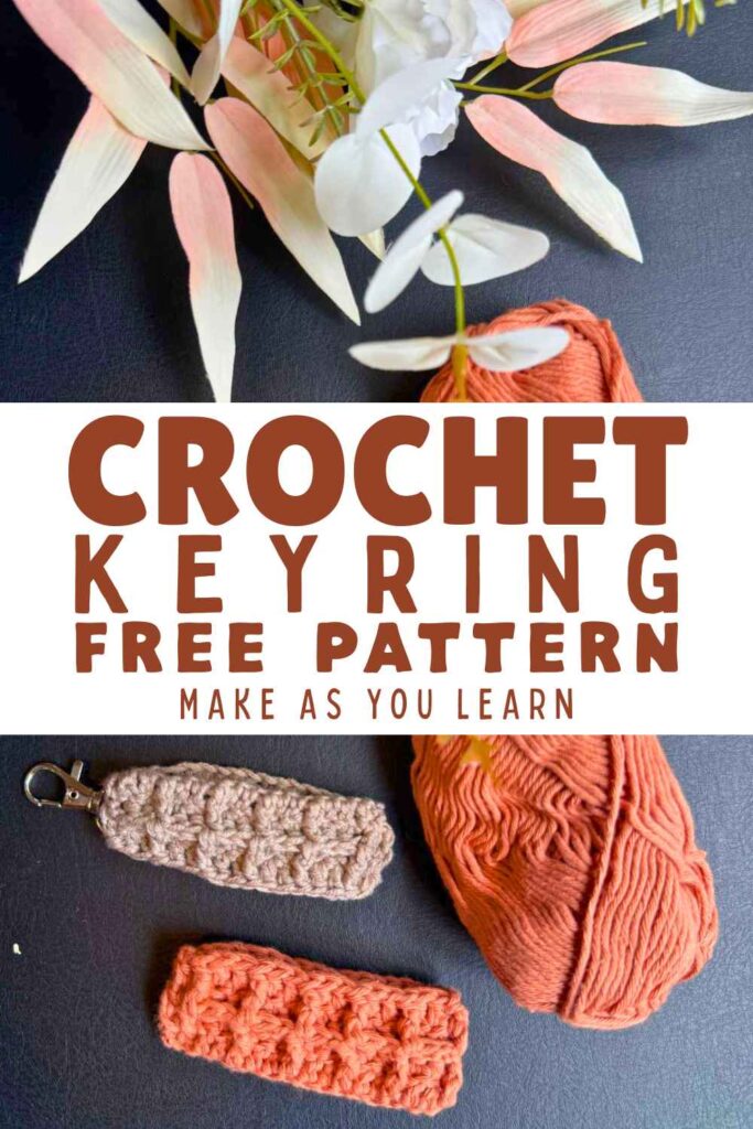 photo of crochet keyring and yarn