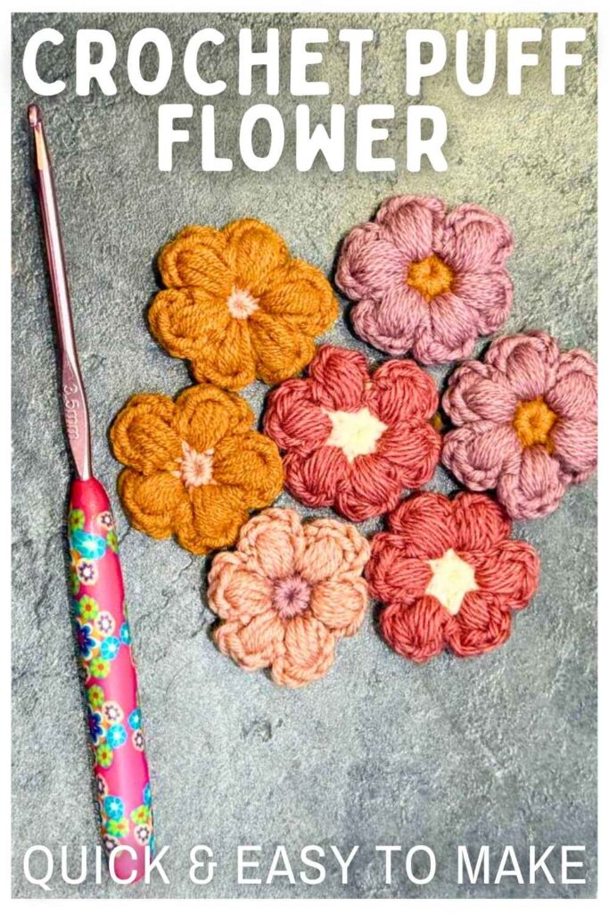 photo of crochet puff flowers