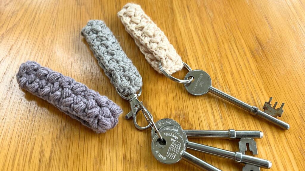 bean stitch crochet keychain