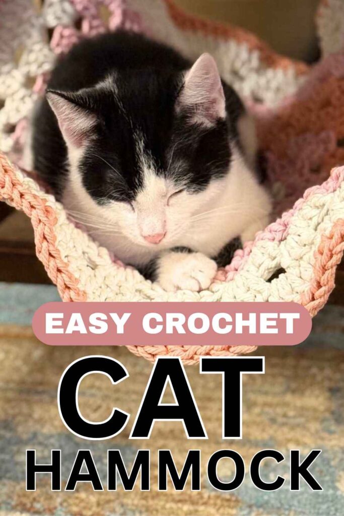 photo of a DIY crochet cat hammock