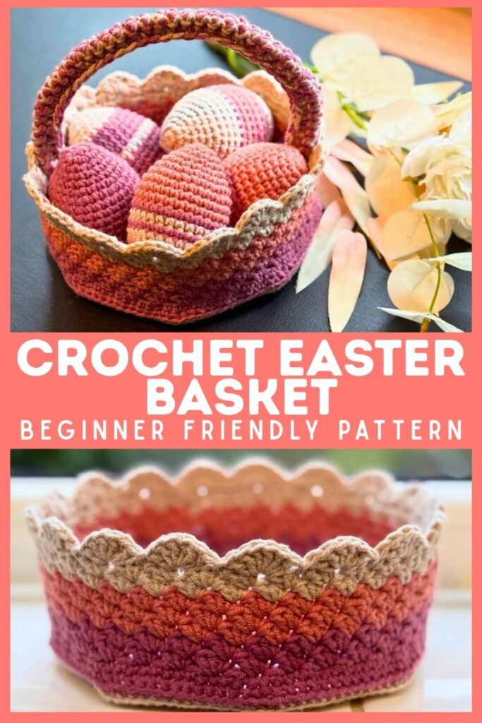 photos of a crochet easter basket