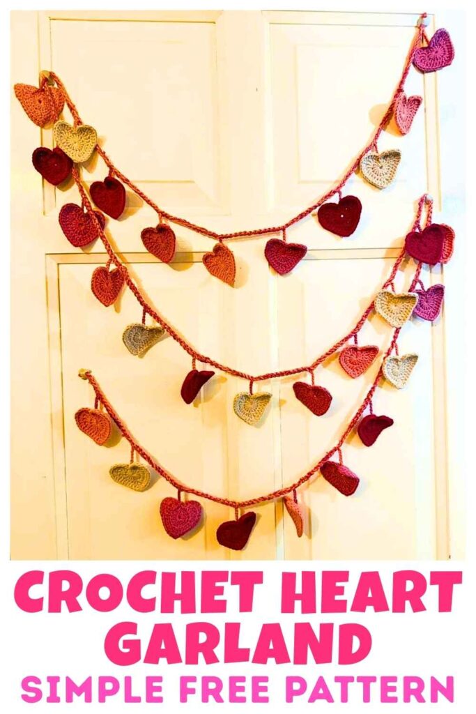 photo of a crochet heart garland
