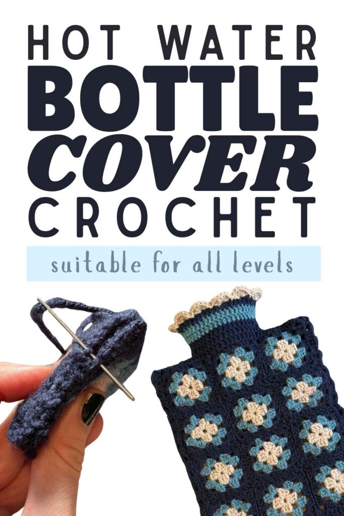 photo of a crochet hot water bottle cover