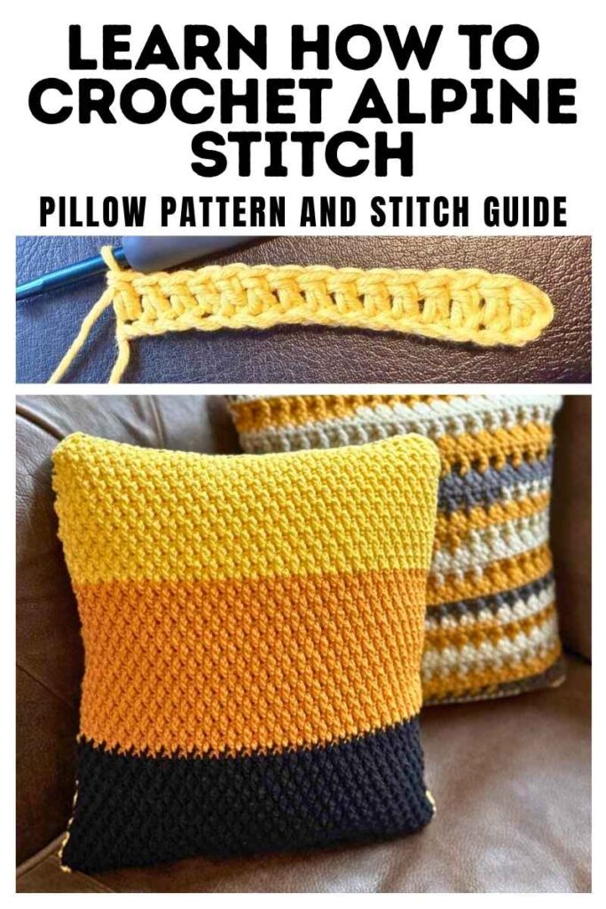 photo of an alpine crochet stitch pillow