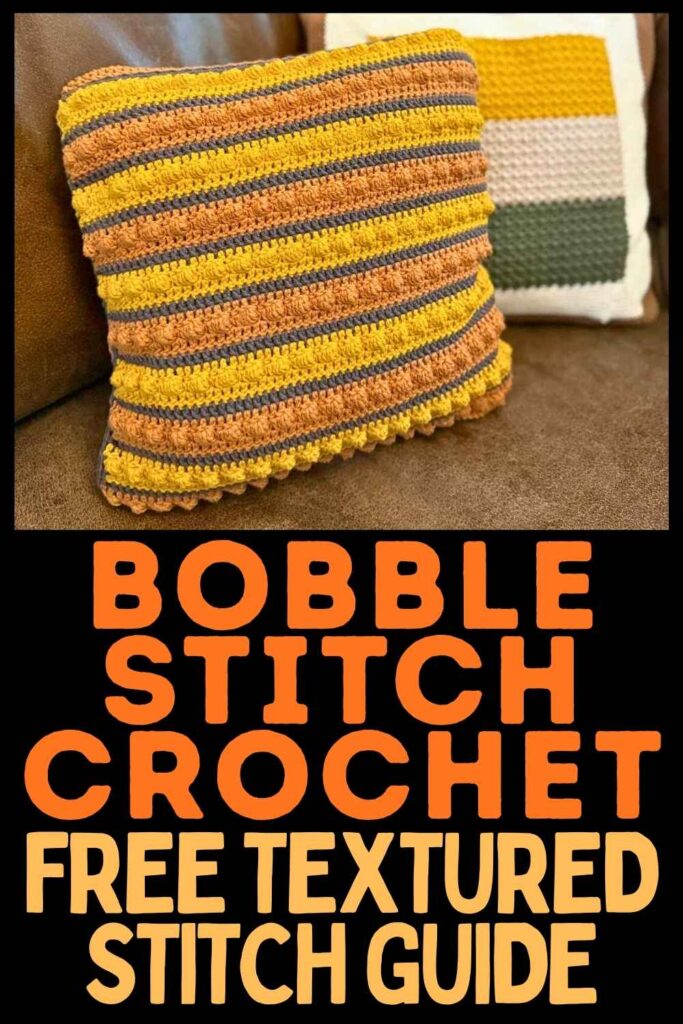 photo of bobble stitch crochet pillow