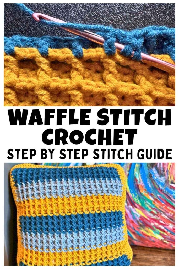 photo of waffle stitch crochet throw pillow