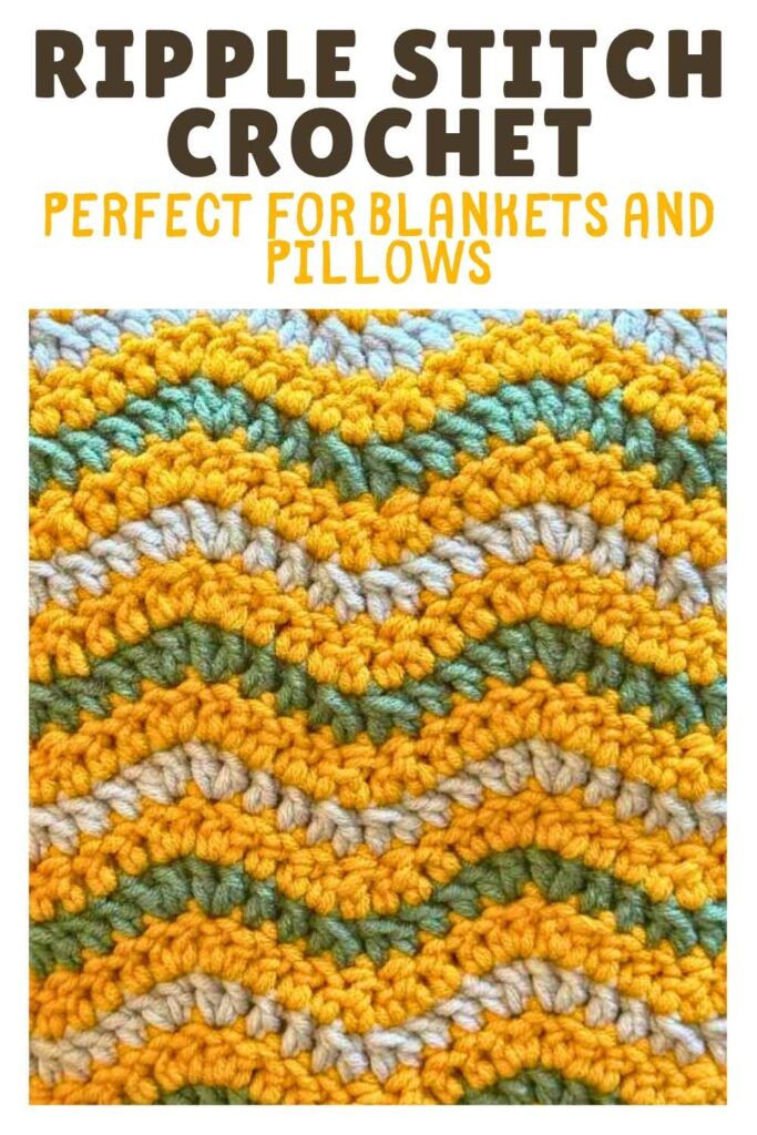 close up photo of ripple stitch crochet pillow cover