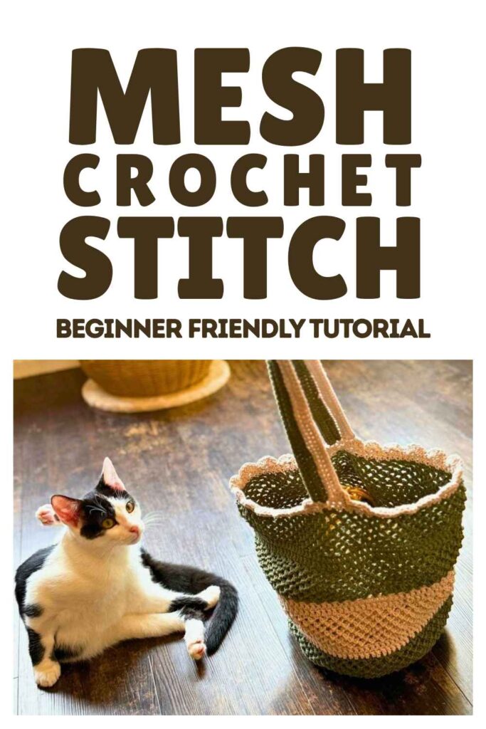 photo of a bag made from mesh crochet stitch