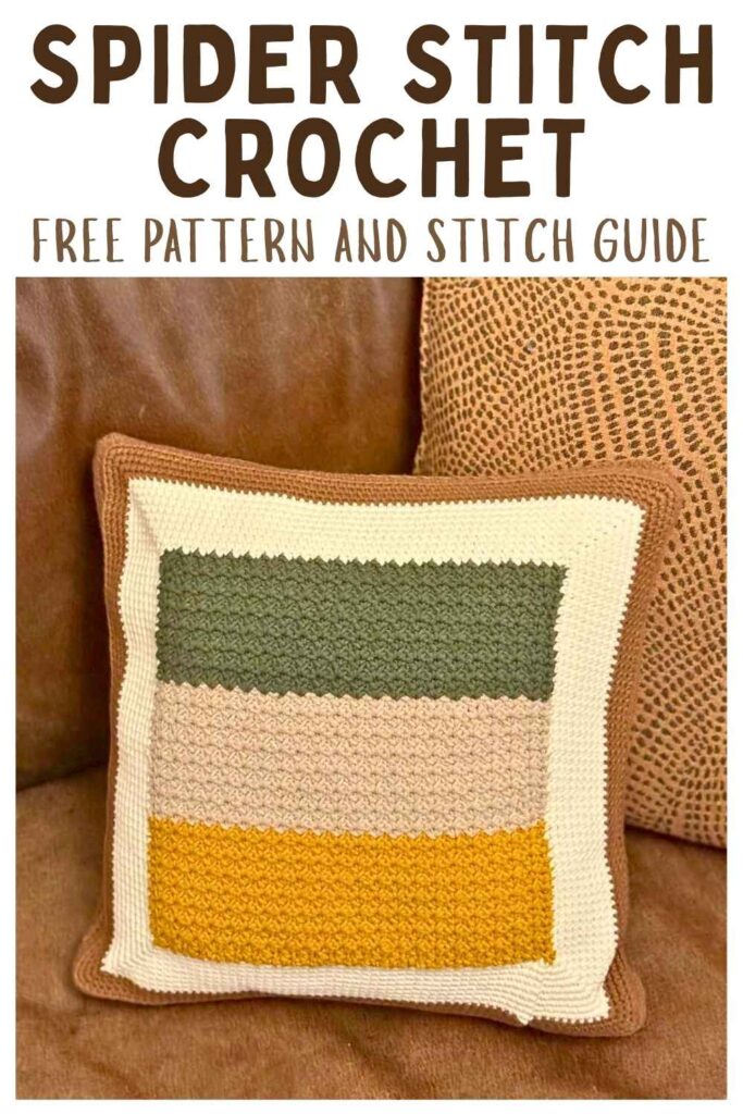 photo of a spider stitch crochet throw pillow