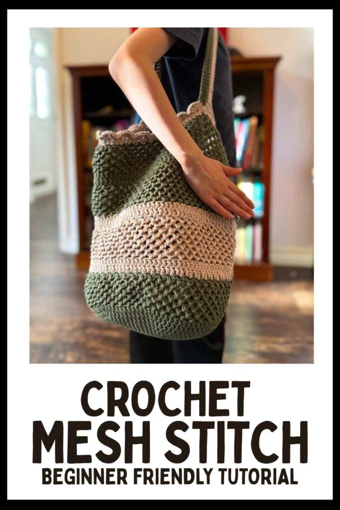 photo of a crochet mesh stitch market bag