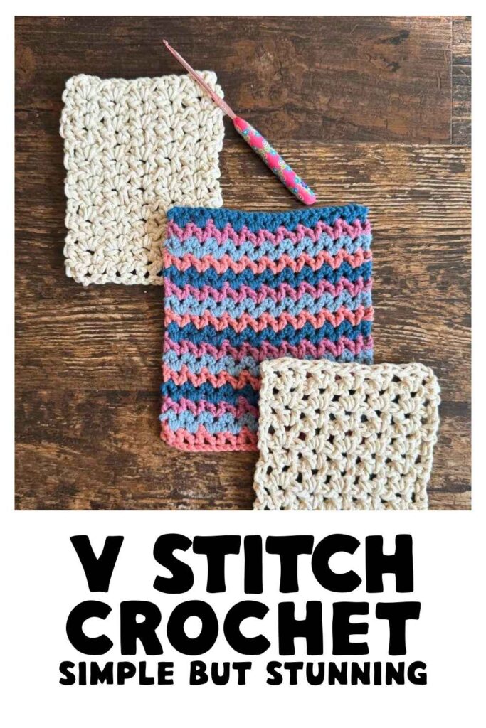 photo of v stitch crochet squares