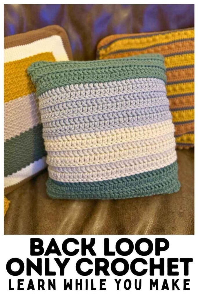 photo of a back loop only crochet pillow