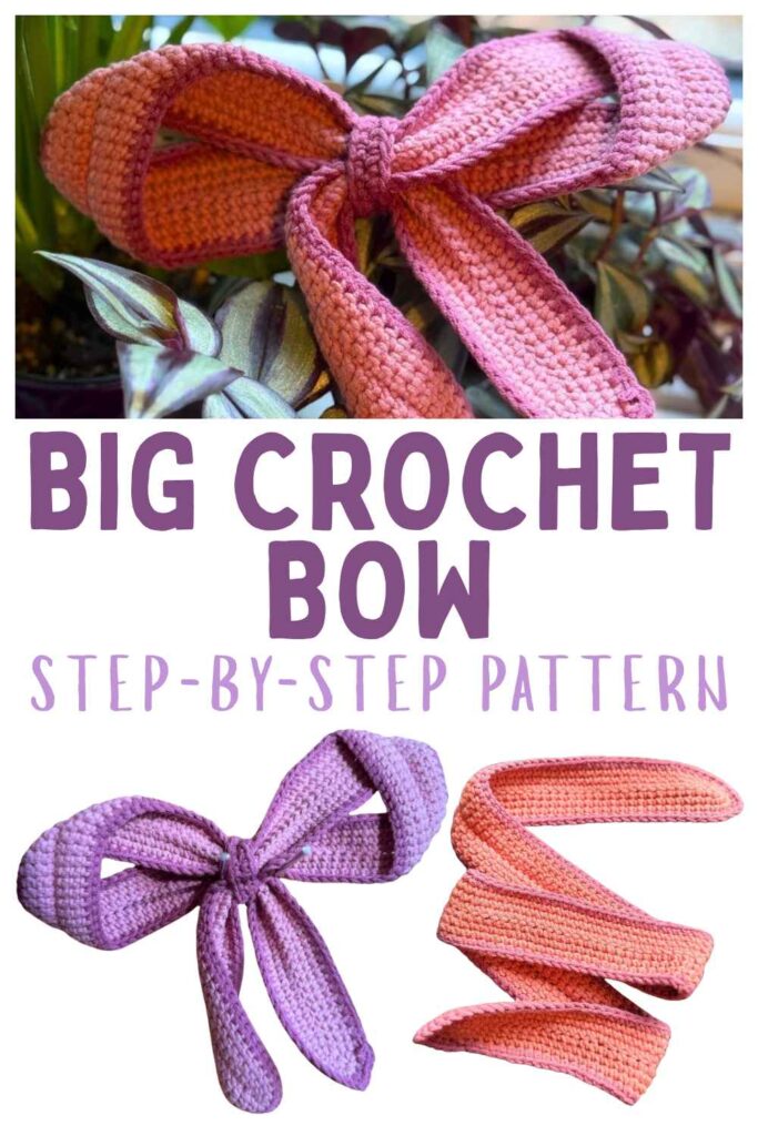 photos of a big crochet bow