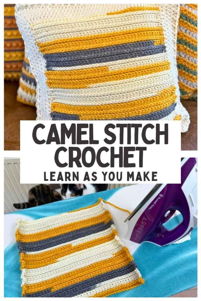 photos of camel stitch crochet pillow
