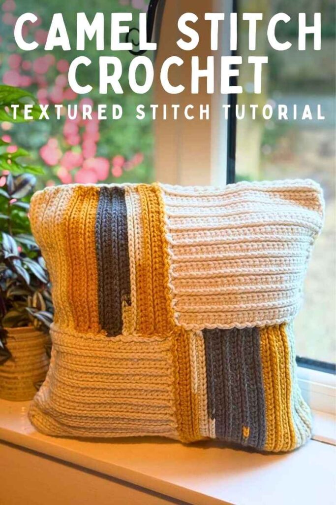 photo of camel stitch crochet pillow