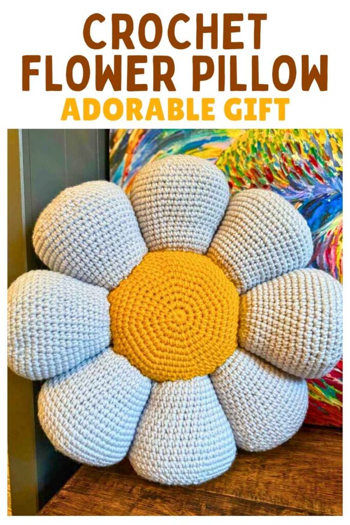 photo of a crochet flower pillow
