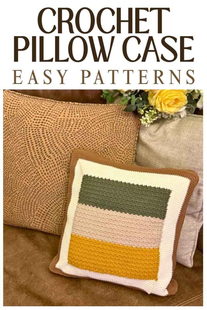 photo of striped crochet pillow