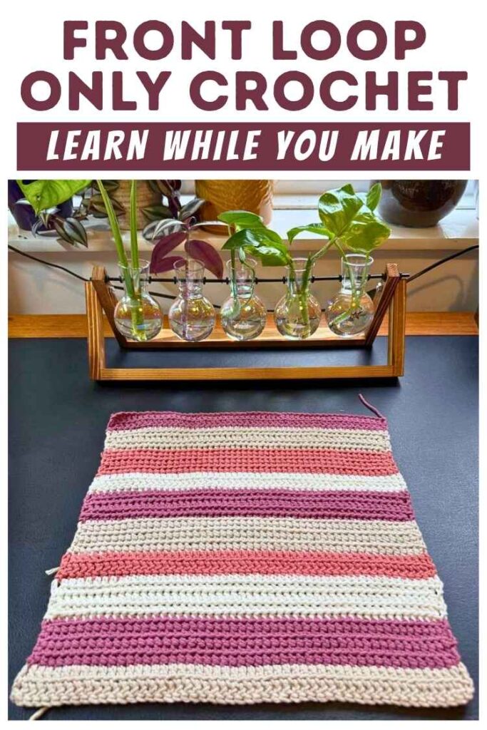 photo of front loop only crochet stitches