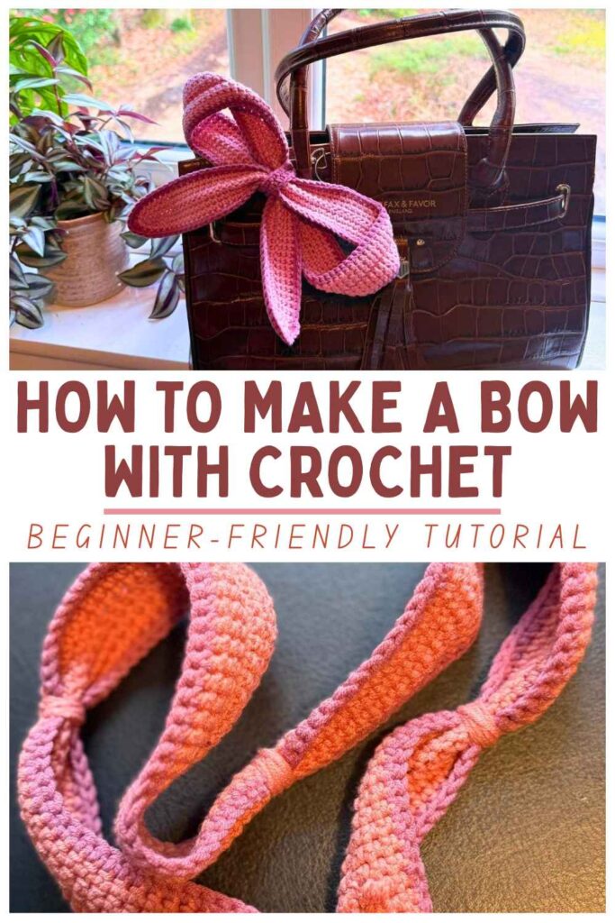 photos of a crochet bow