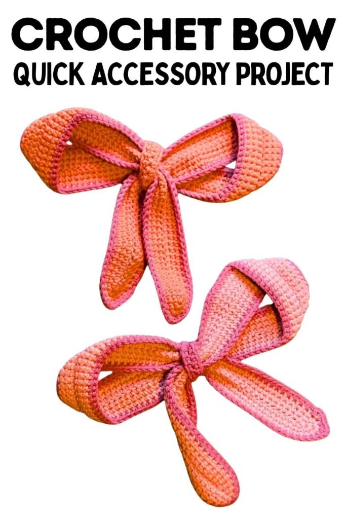 photo of two pink crochet bows