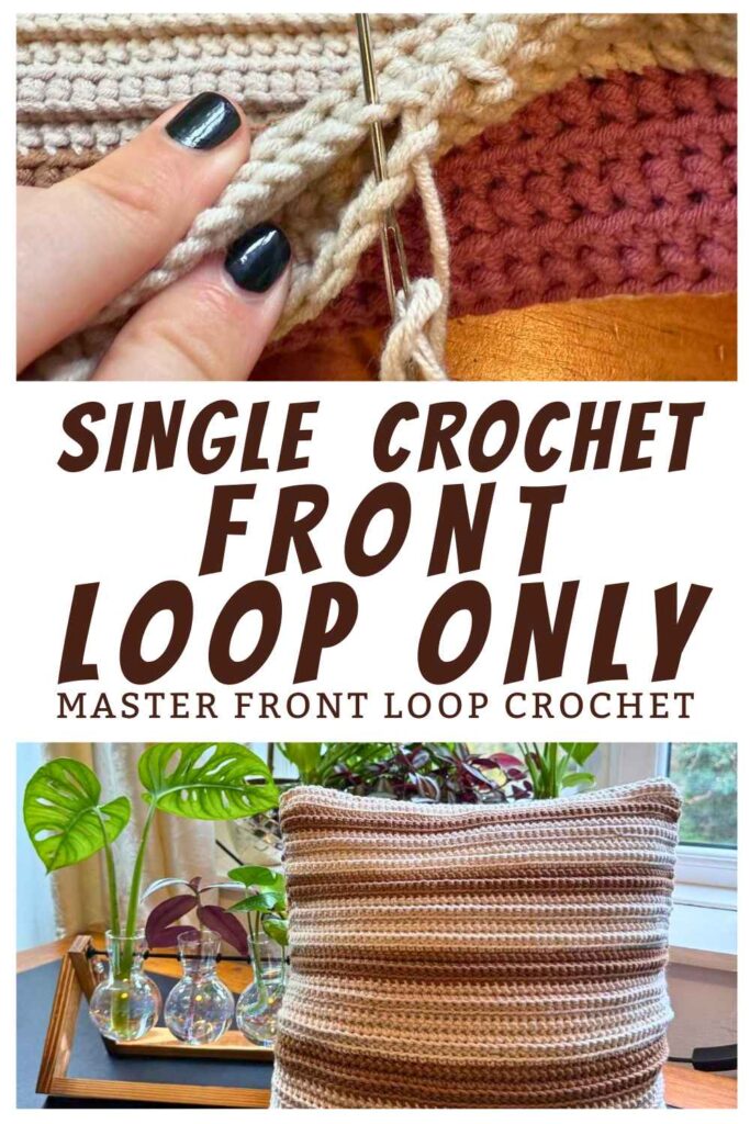 photo of single crochet front loop only stitches