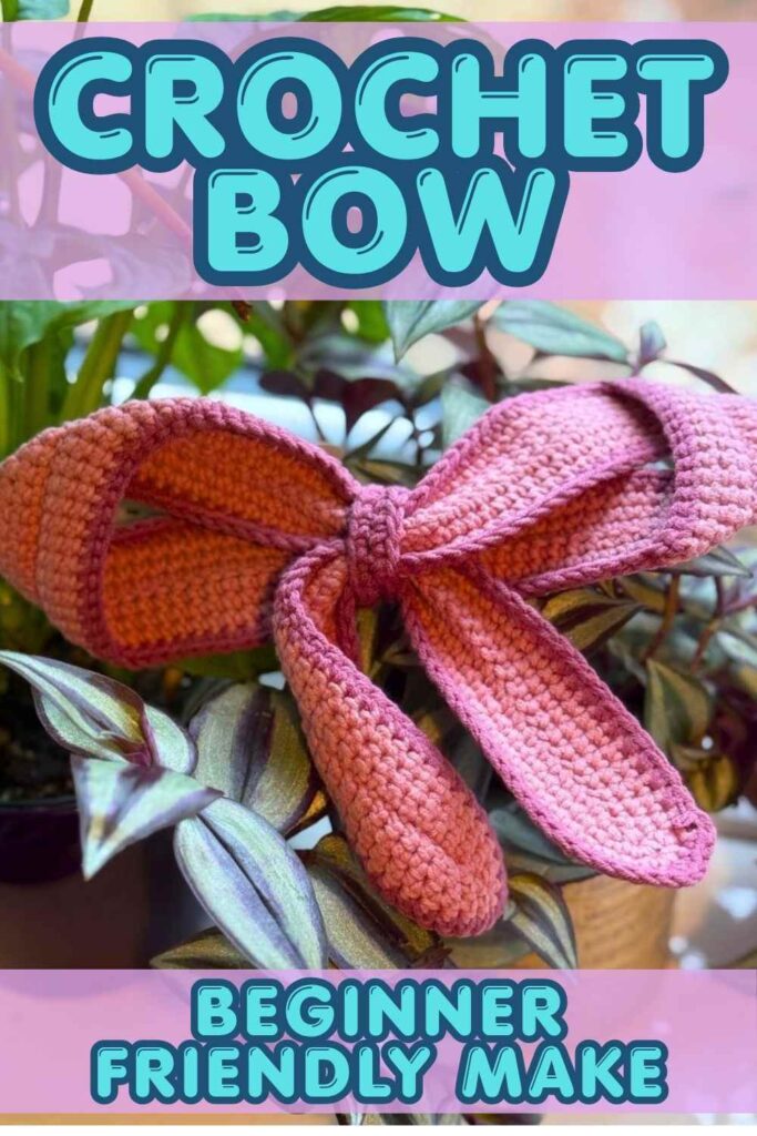 photo of a pink crochet bow