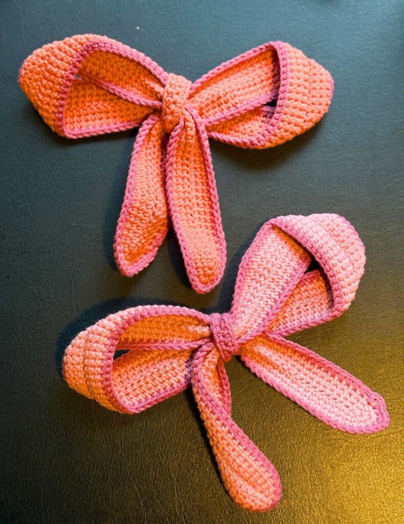 two crocheted bows