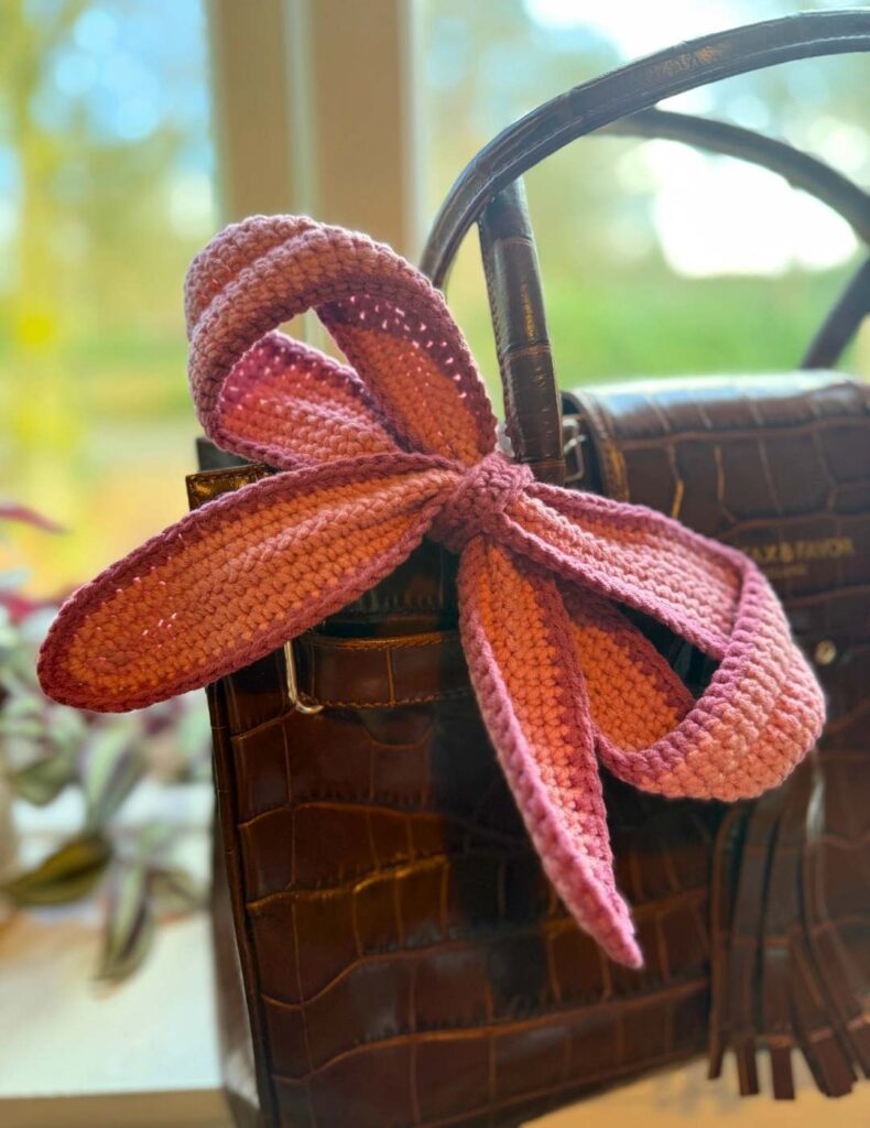 crochet bow bag charm