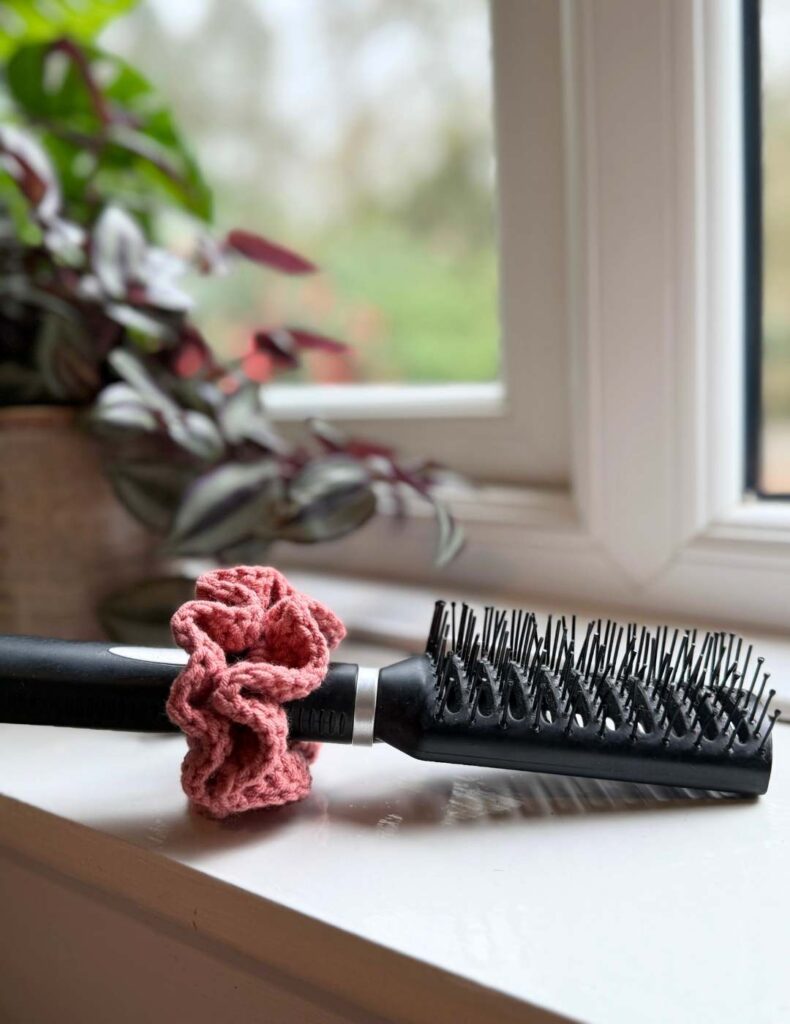 scrunchie on a hairbrush