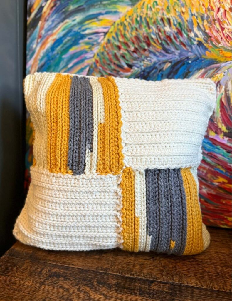 camel stitch cushion by my painting