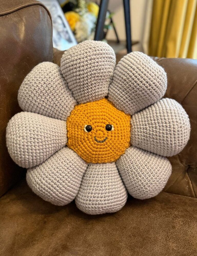 Crochet Flower Pillow