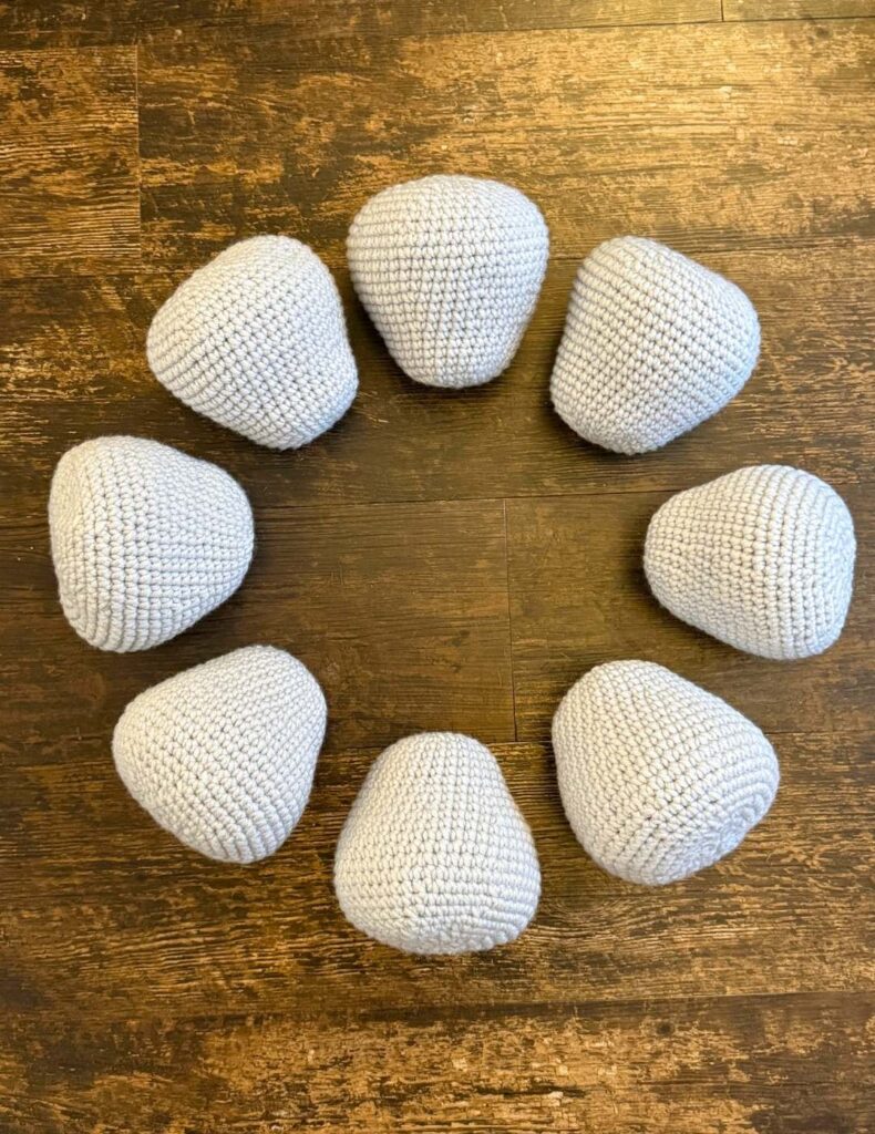 the crochet flower's petals spread out