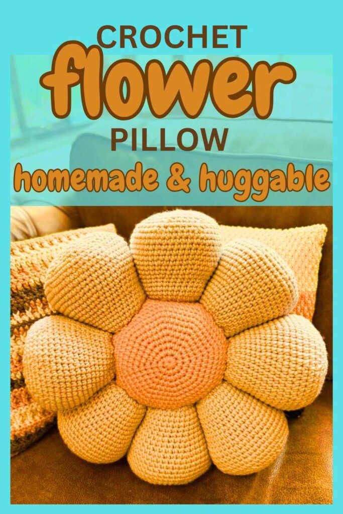 photo of a crochet flower pillow