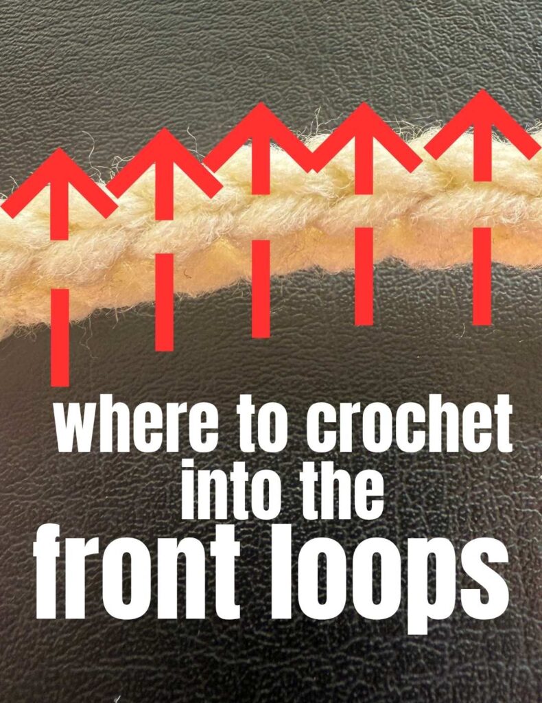 front loop crochet stitch locations shown