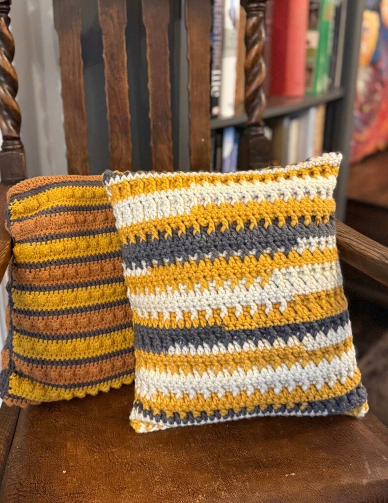 front post crochet pillow