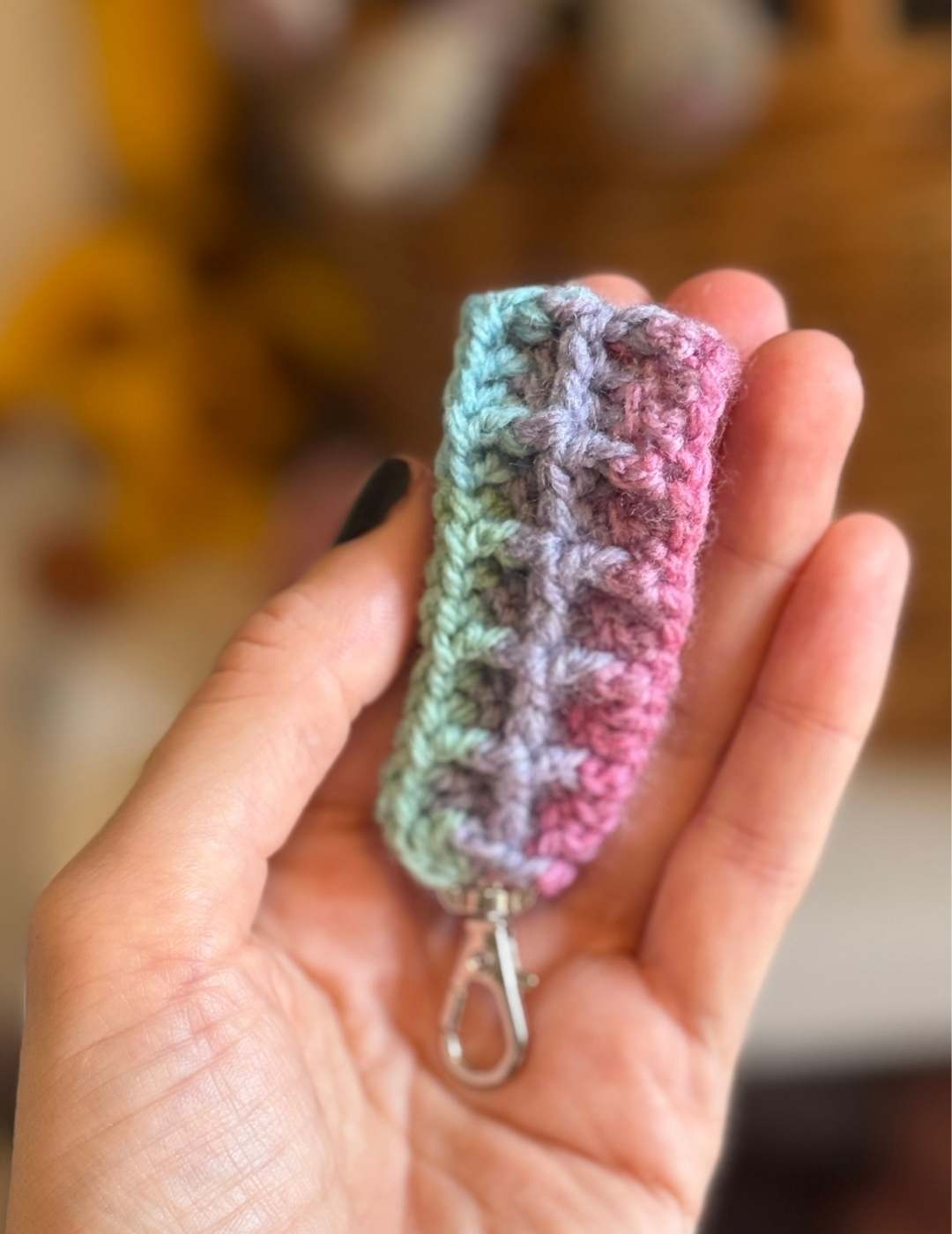 waffle stitch keychain