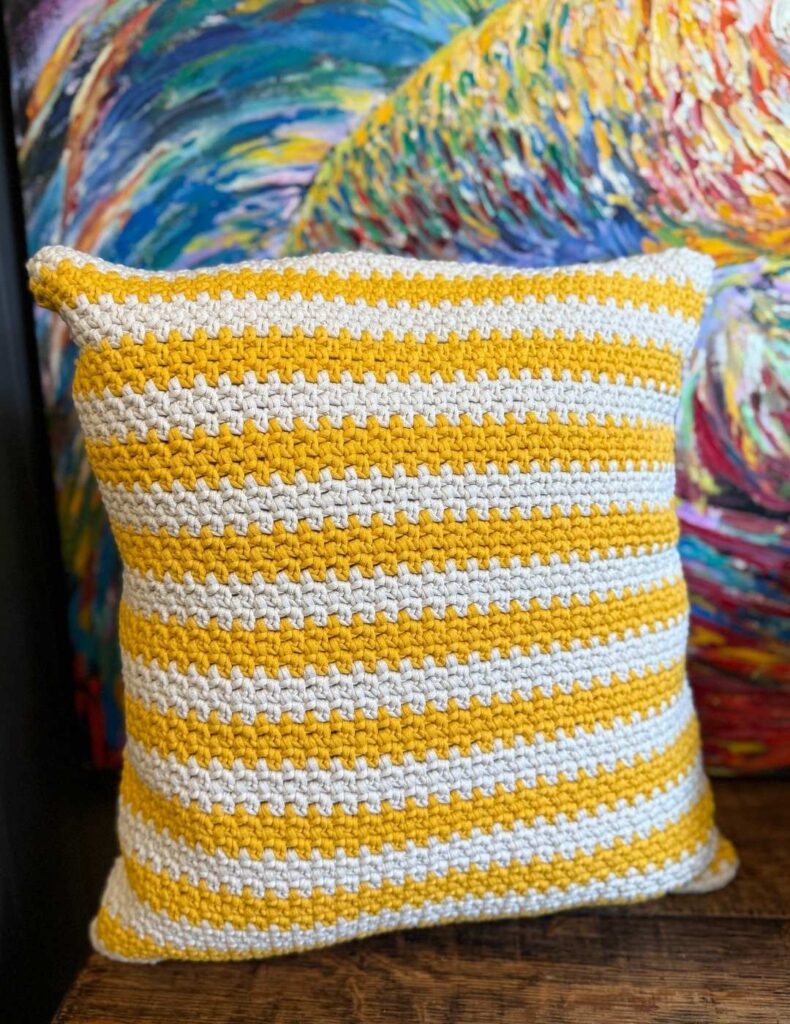 moss stitch crochet pillow