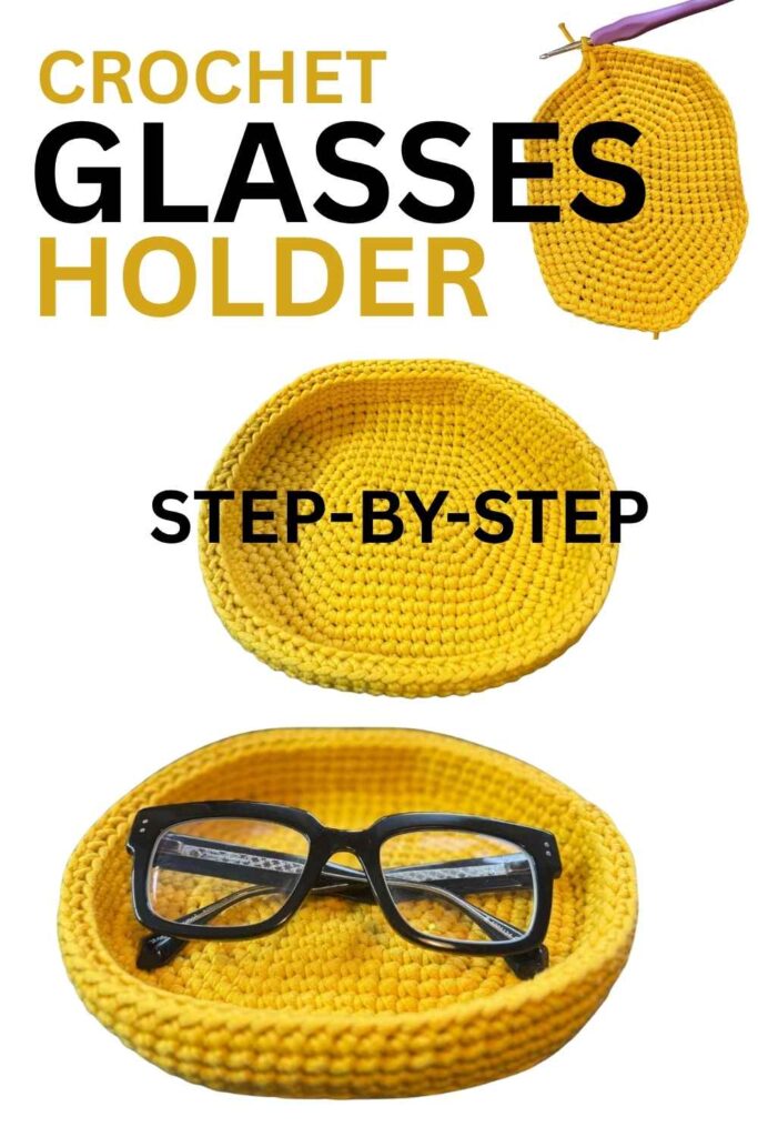 photo of a crochet glasses holder