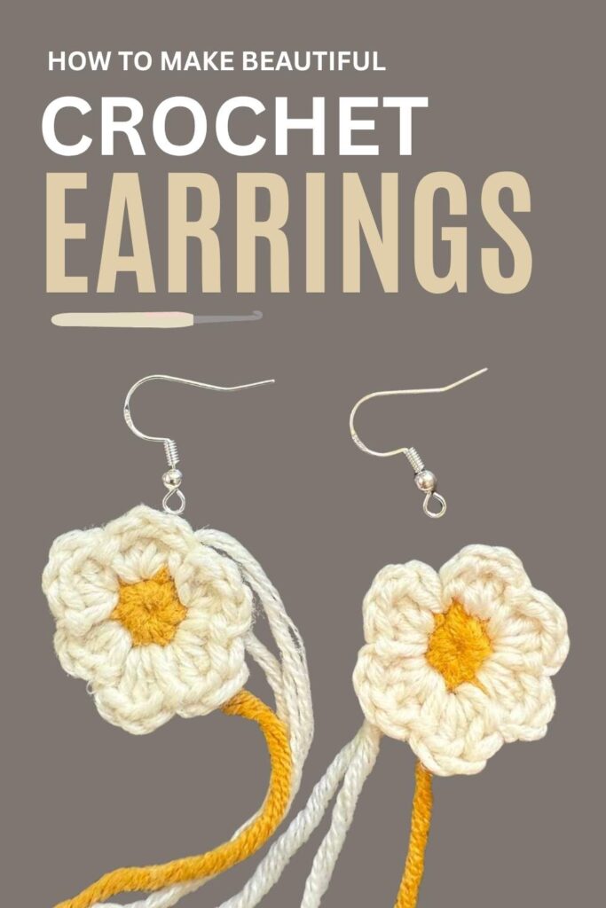 photo of unfinished crochet flower earrings 
