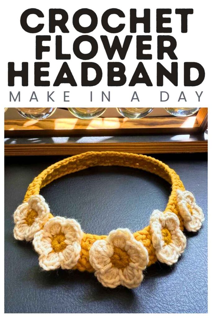 photo of a crochet flower headband