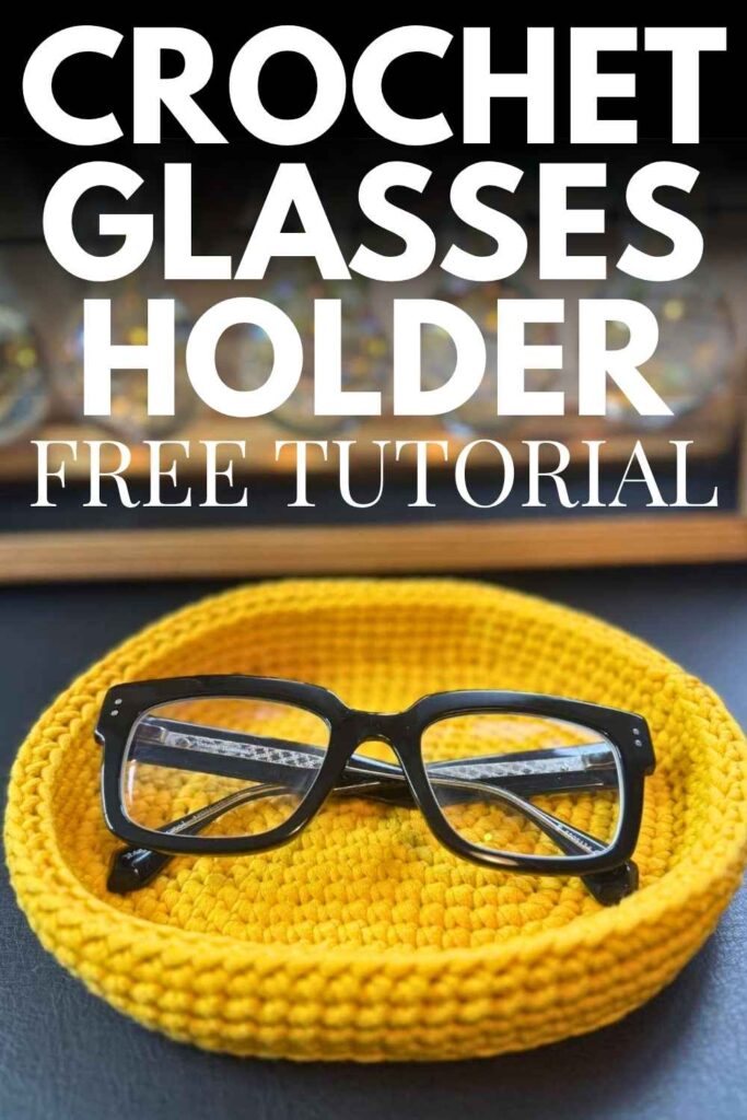 photo of a crochet glasses holder