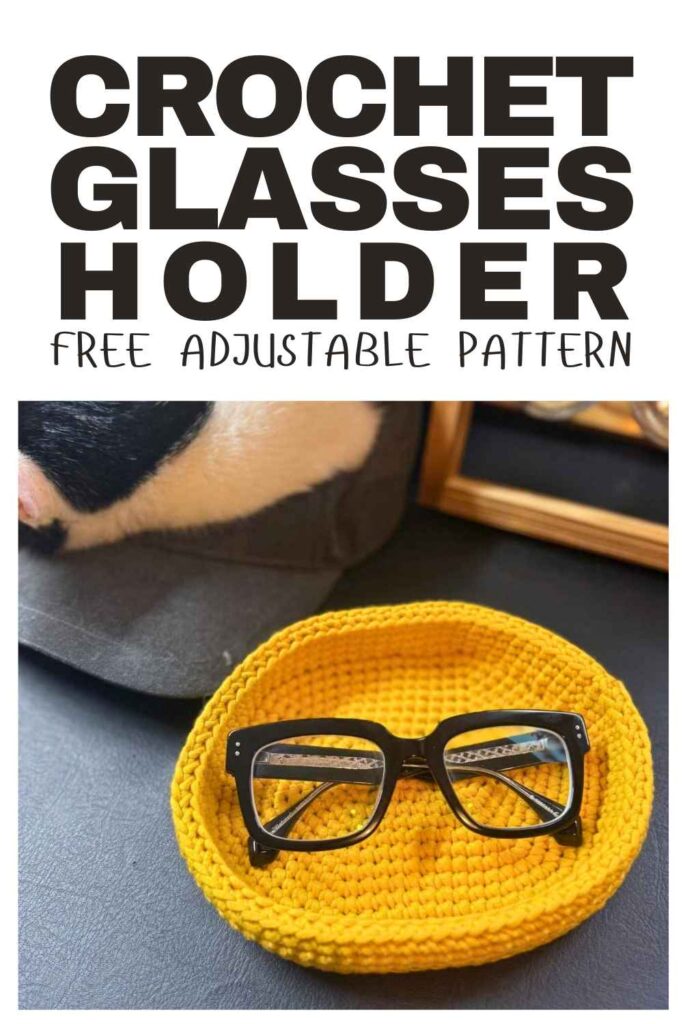 photo of a crochet glasses holder